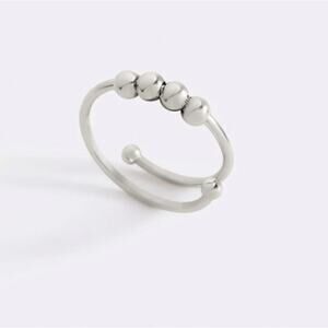 Mint & Lilly Pave Adjustable Beaded Fidget Ring*Silver Plated